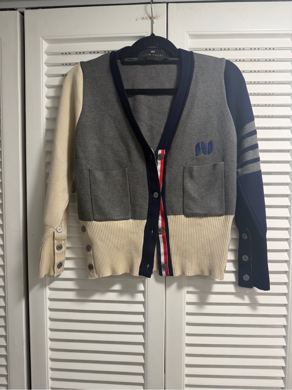 Alvin Valley Gray, Cream & Navy Colorblock Cardigan